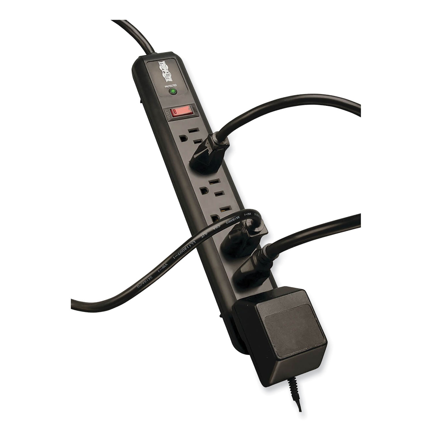 Protect It! Surge Protector, 7 AC Outlets, 4 ft Cord, 1,080 J, Black - 
