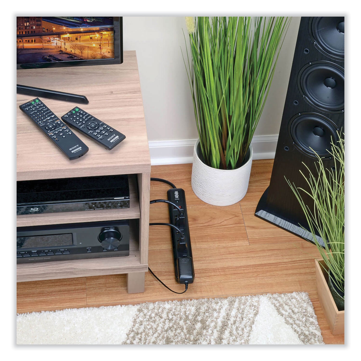 Protect It! Surge Protector, 7 AC Outlets, 4 ft Cord, 1,080 J, Black - 