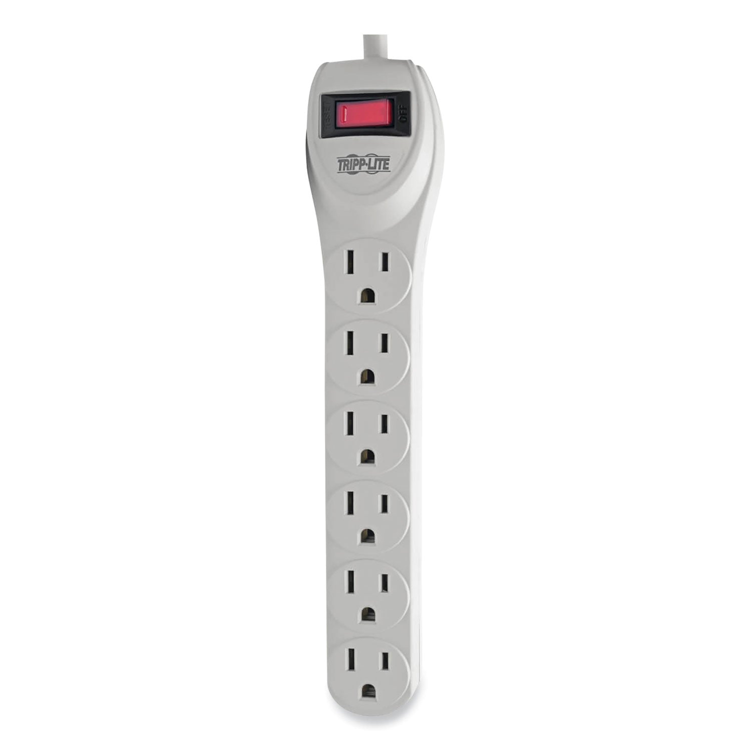 Protect It! Home Computer Surge Protector, 6 AC Outlets, 2 ft Cord, 180 J, Light Gray - 