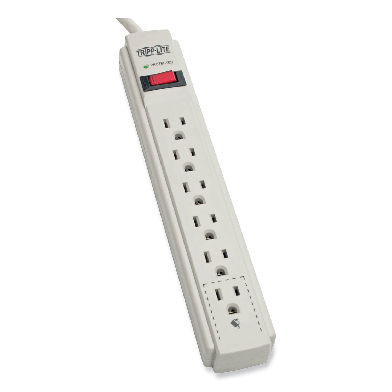 Protect It! Surge Protector, 6 AC Outlets, 4 ft Cord, 790 J, Light Gray - 