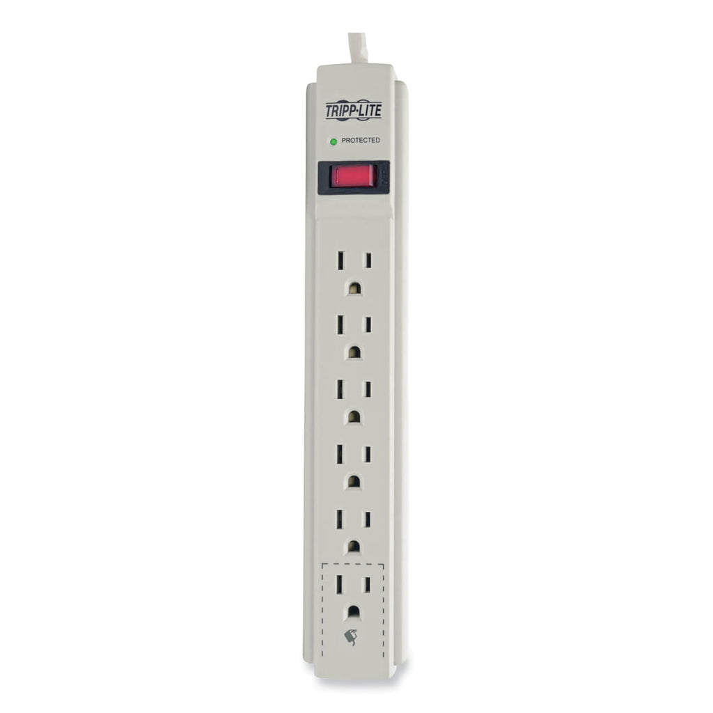 Protect It! Surge Protector, 6 AC Outlets, 4 ft Cord, 790 J, Light Gray - 