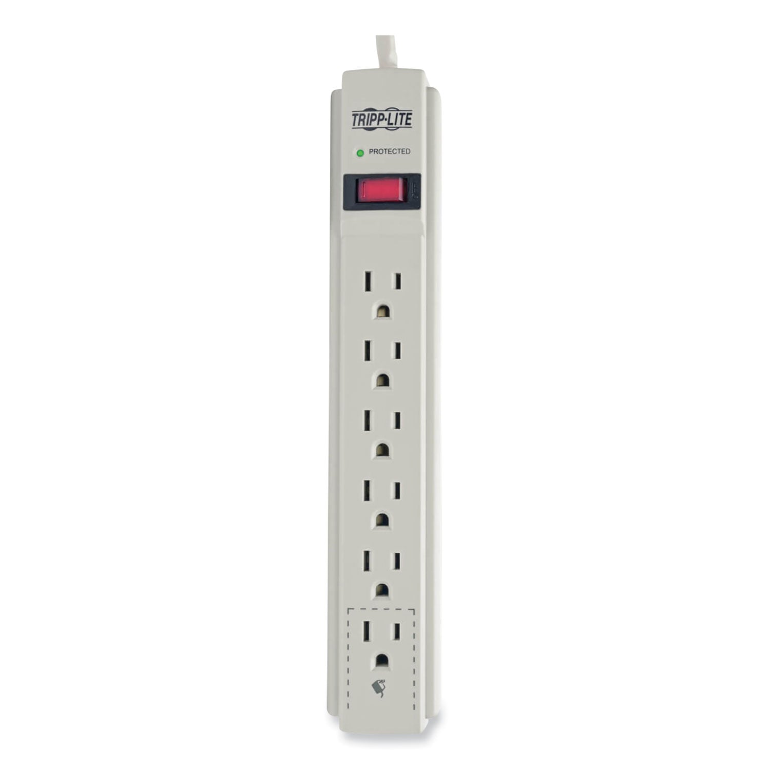 Protect It! Surge Protector, 6 AC Outlets, 4 ft Cord, 790 J, Light Gray - 
