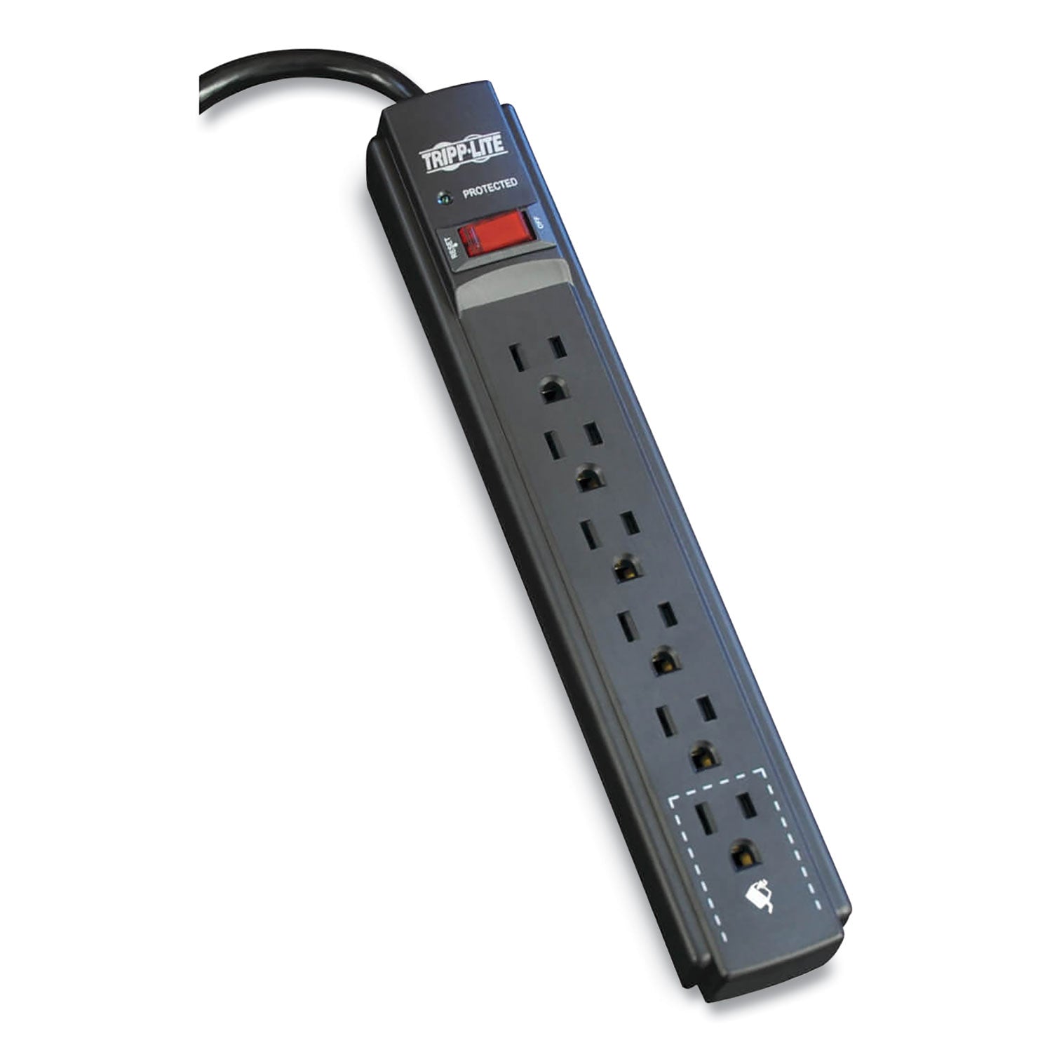 Protect It! Surge Protector, 6 AC Outlets, 6 ft Cord, 790 J, Black - 