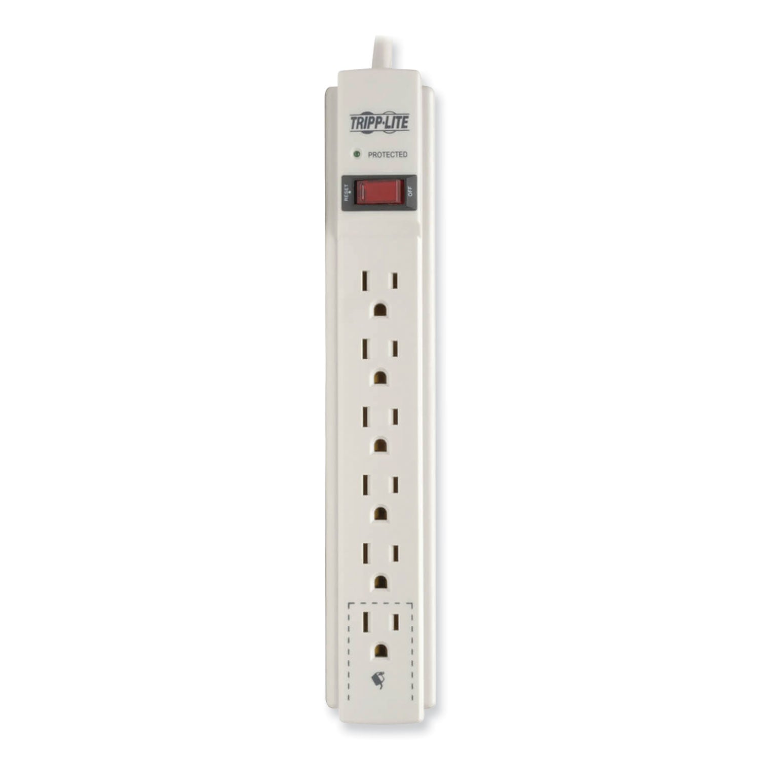 Protect It! Surge Protector, 6 AC Outlets, 6 ft Cord, 790 J, Light Gray - 