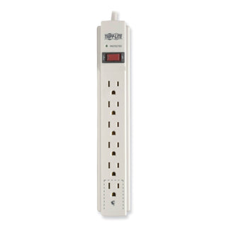 Protect It! Surge Protector, 6 AC Outlets, 6 ft Cord, 790 J, Light Gray
