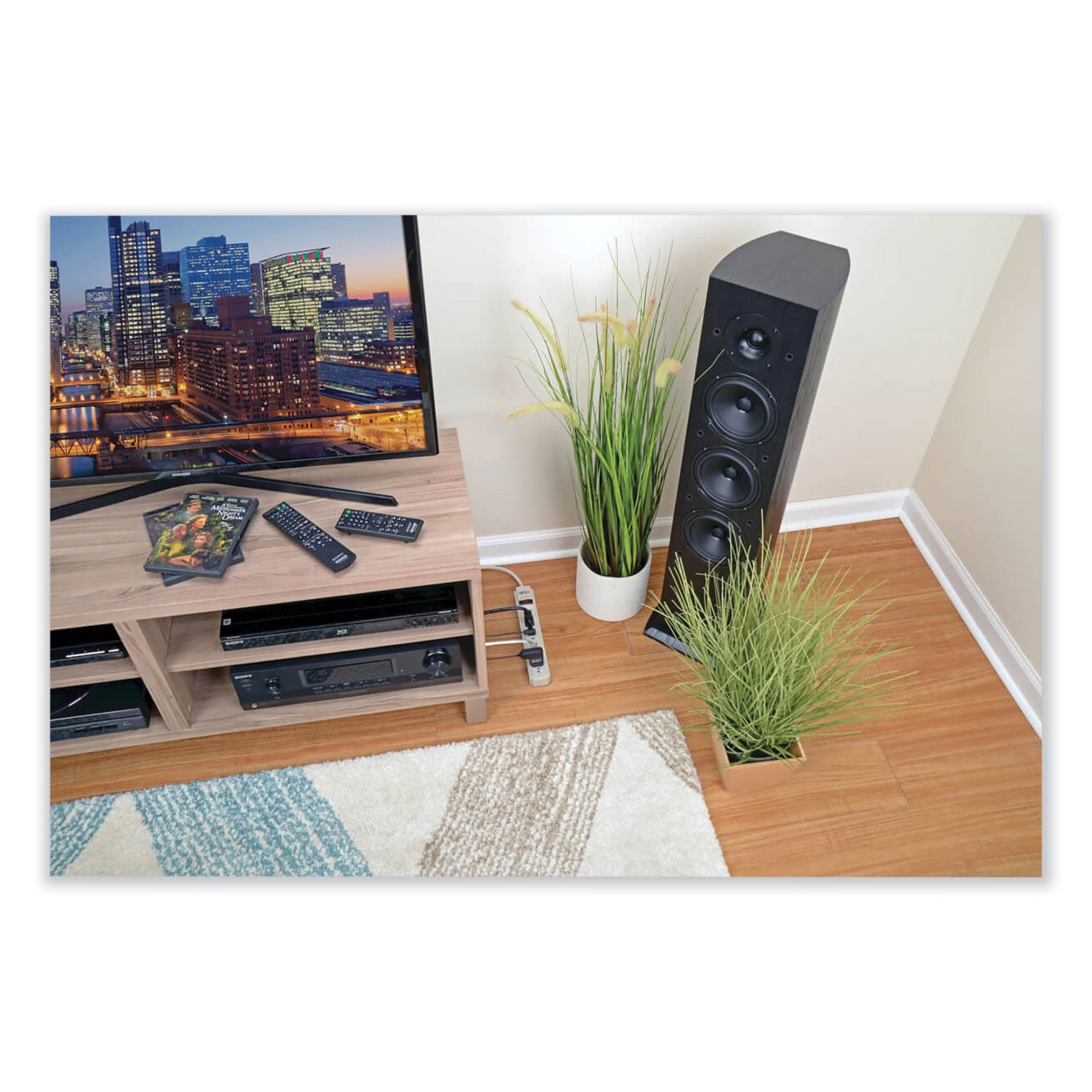 Protect It! Surge Protector, 6 AC Outlets, 15 ft Cord, 790 J, Light Gray - 