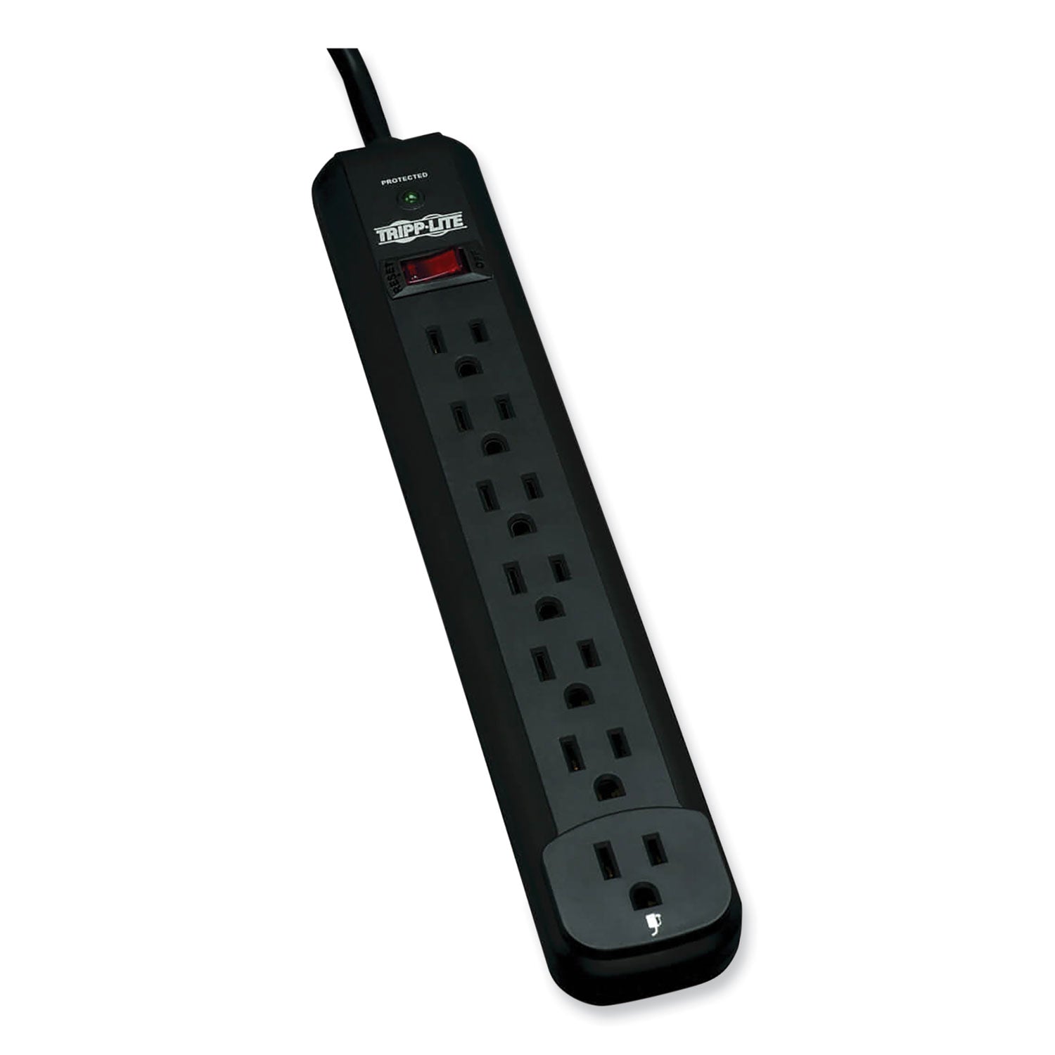 Protect It! Surge Protector, 7 AC Outlets, 12 ft Cord, 1,080 J, Black - 