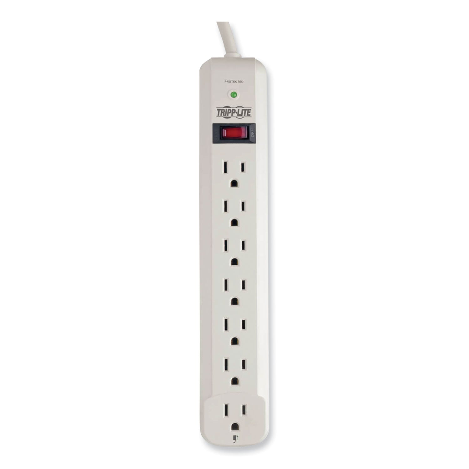 Protect It! Surge Protector, 7 AC Outlets, 12 ft Cord, 1,080 J, Light Gray - 