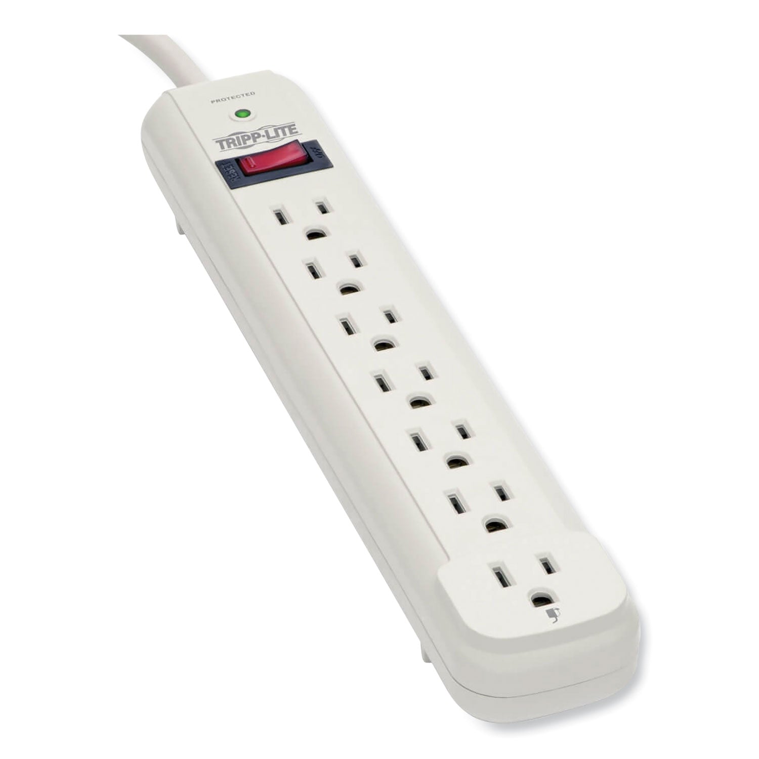 Protect It! Surge Protector, 7 AC Outlets, 25 ft Cord, 1,080 J, Light Gray - 