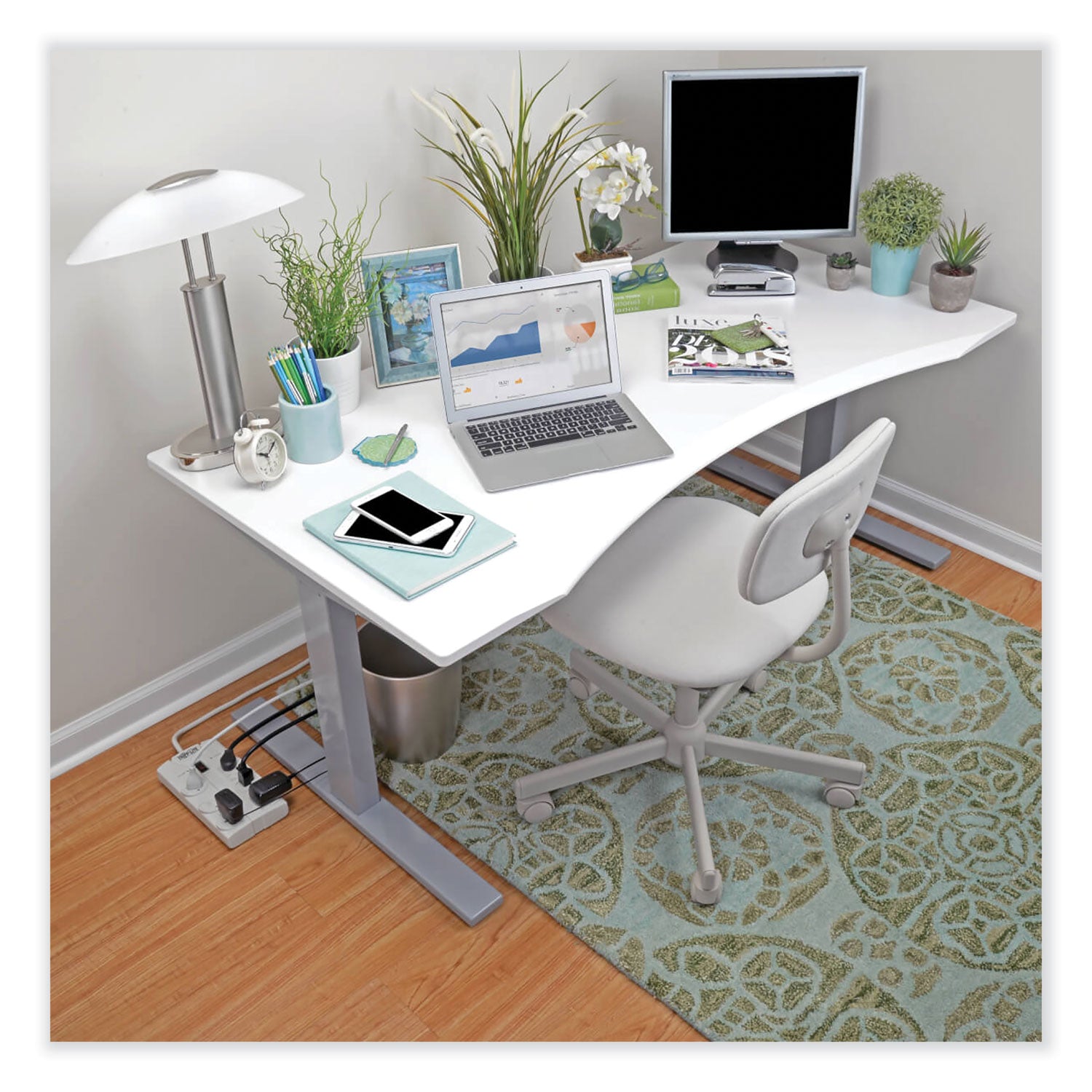 Protect It! Surge Protector, 8 AC Outlets, 8 ft Cord, 1,440 J, Light Gray - 