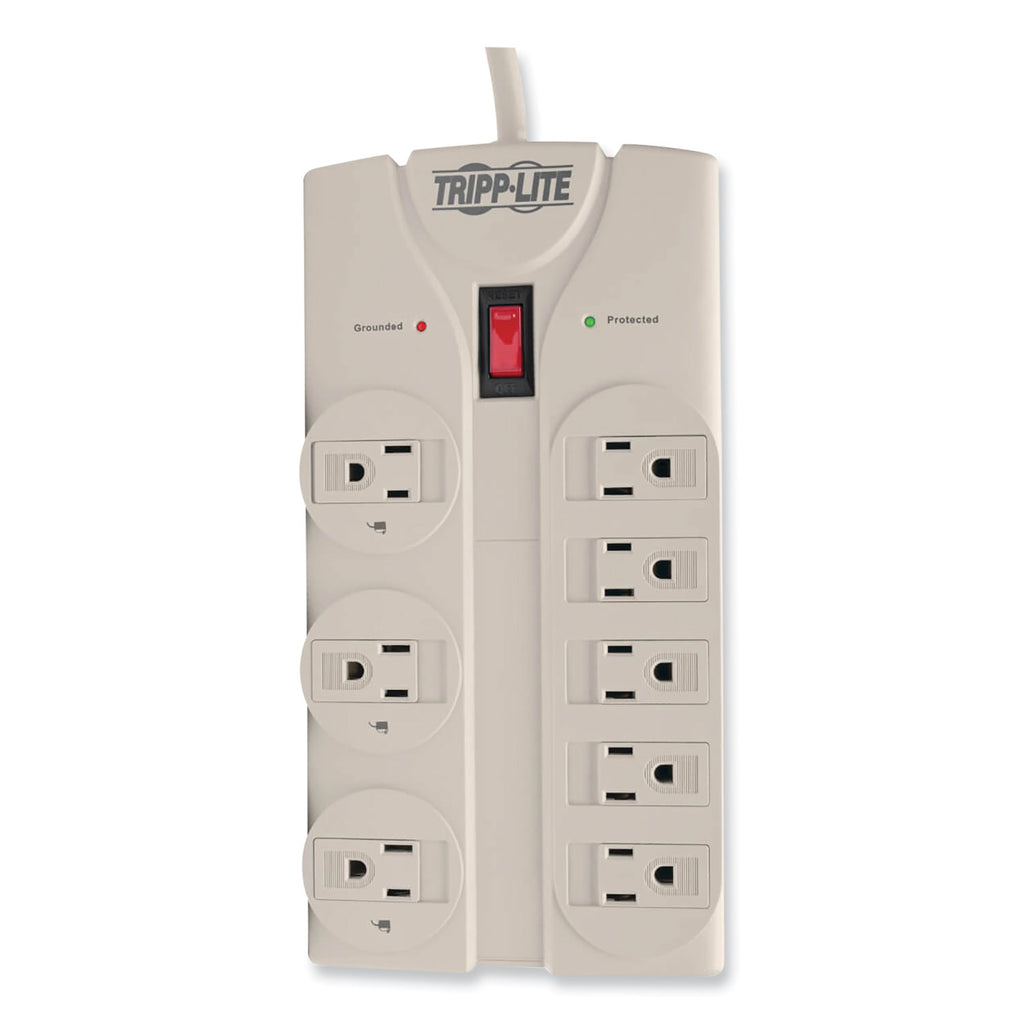 Protect It! Surge Protector, 8 AC Outlets, 8 ft Cord, 1,440 J, Light Gray - 