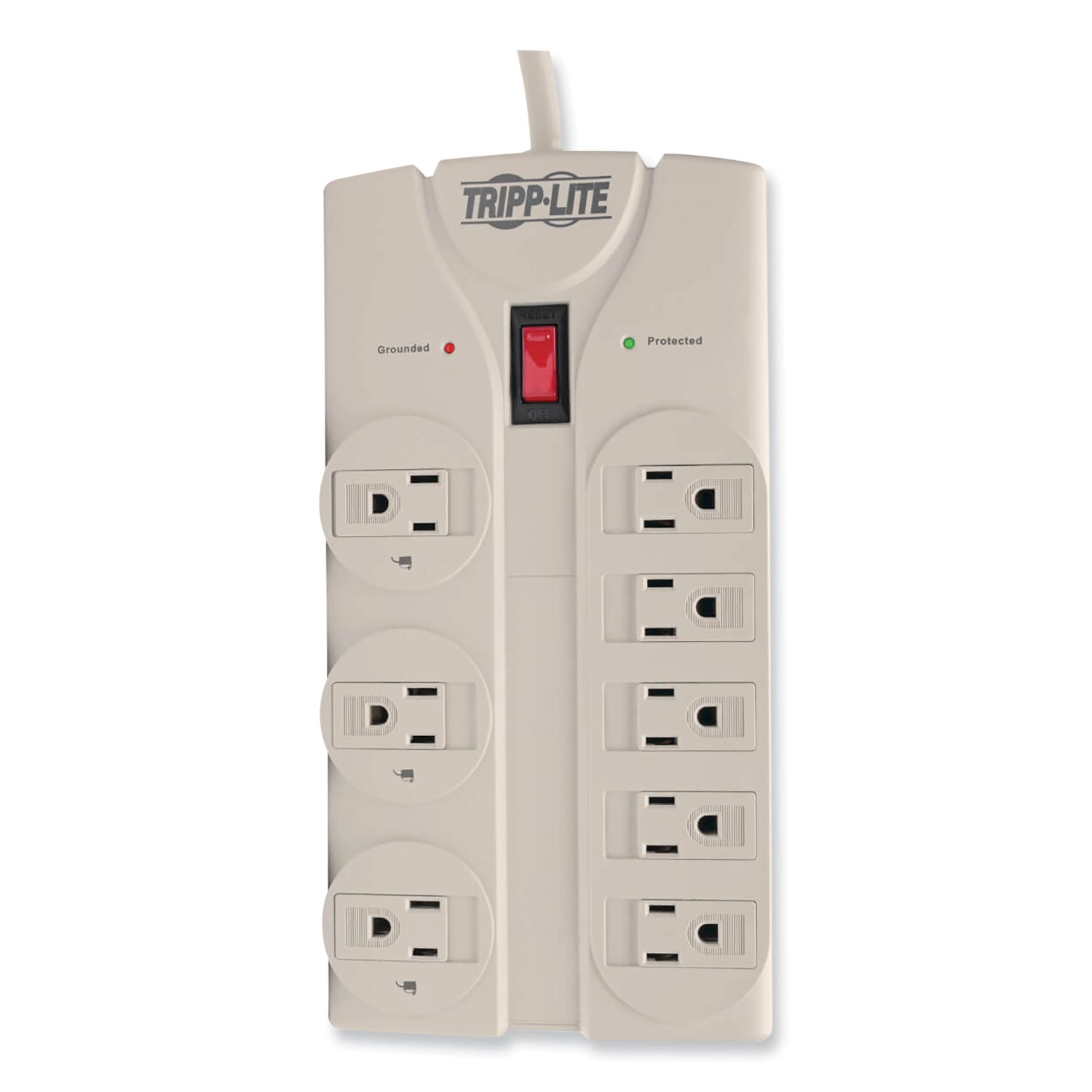 Protect It! Surge Protector, 8 AC Outlets, 8 ft Cord, 1,440 J, Light Gray - 