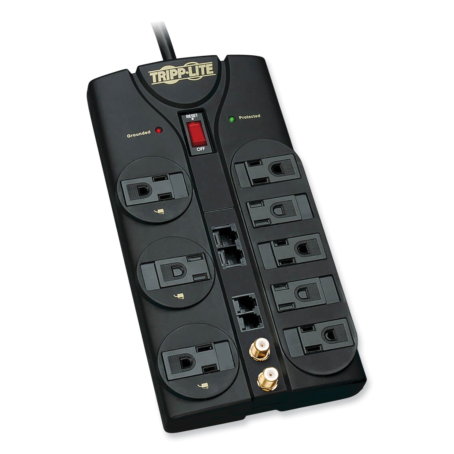 Protect It! Surge Protector, 8 AC Outlets, 10 ft Cord, 3,240 J, Black - 