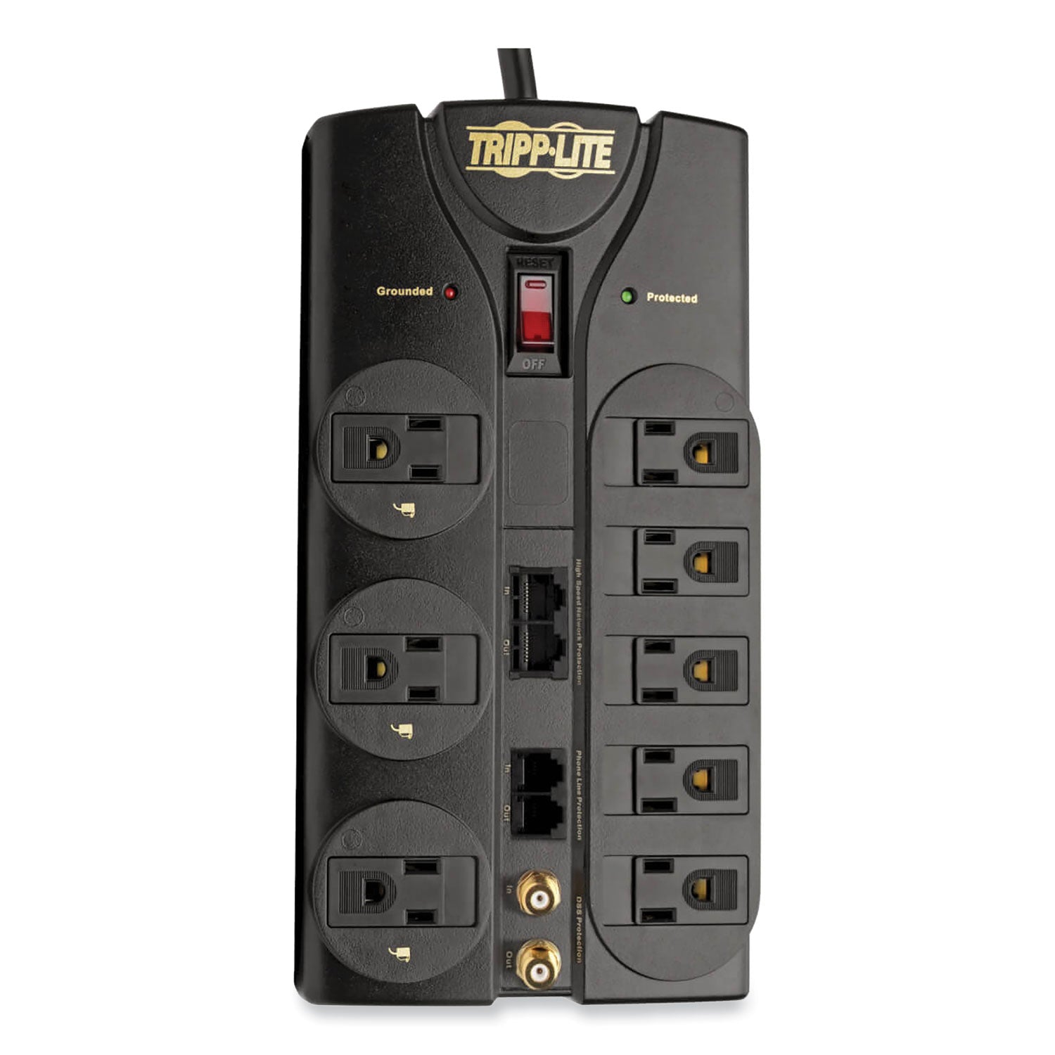 Protect It! Surge Protector, 8 AC Outlets, 10 ft Cord, 3,240 J, Black - 