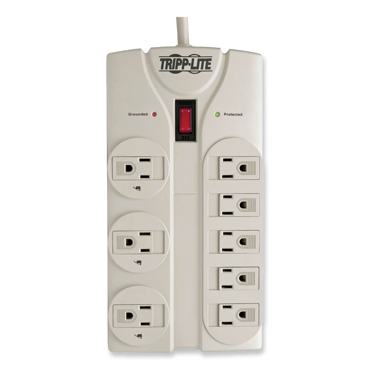 Protect It! Surge Protector, 8 AC Outlets, 25 ft Cord, 1,440 J, Light Gray - 