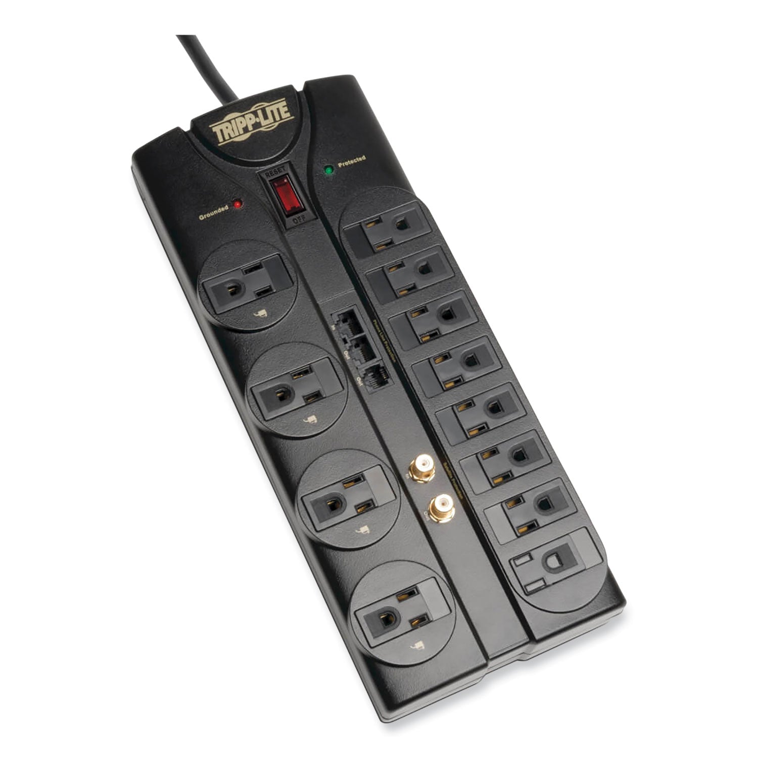 Protect It! Surge Protector, 12 AC Outlets, 8 ft Cord, 2,880 J, Black - 