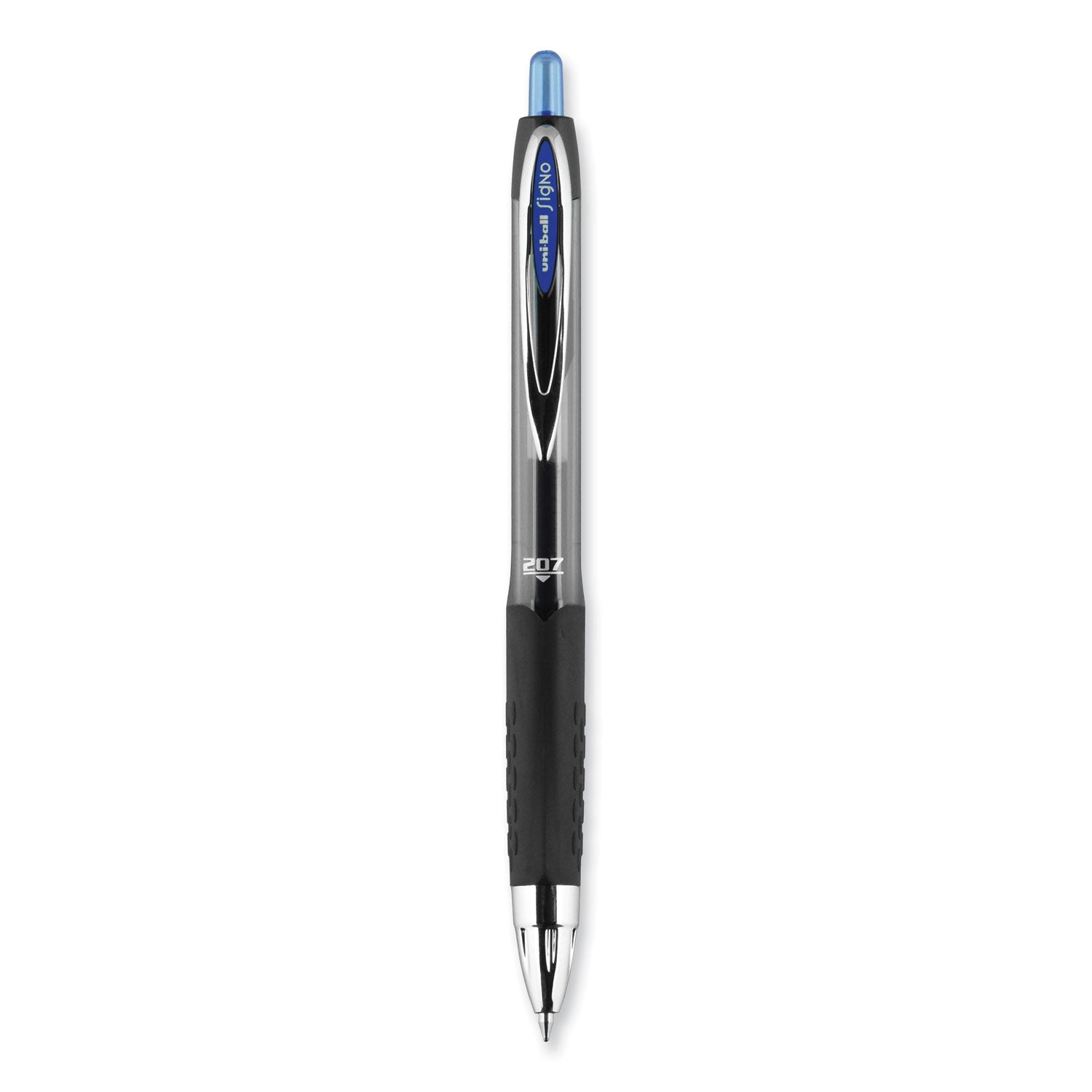 signo-207-gel-pen-retractable-medium-07-mm-blue-ink-smoke-black-blue-barrel-dozen_ubc33951 - 2