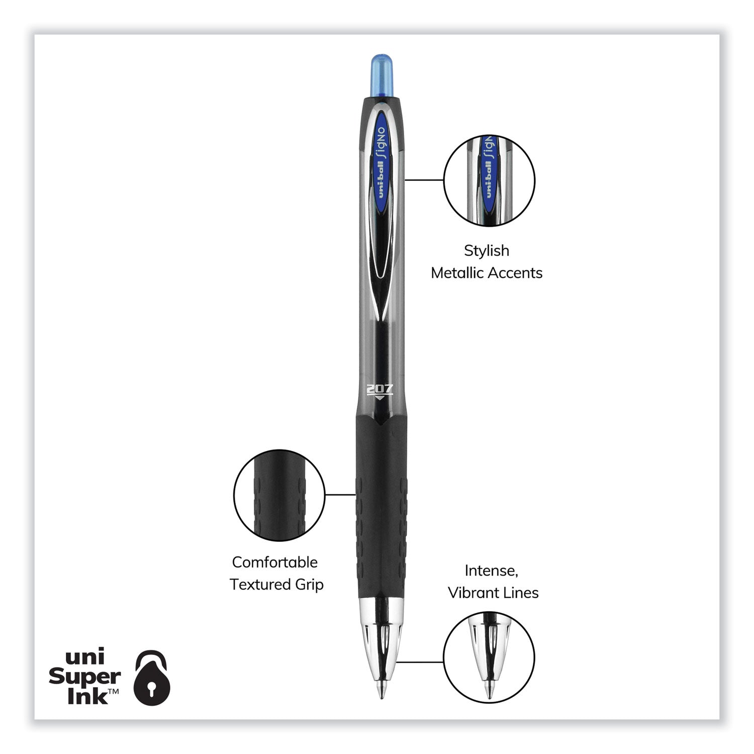 signo-207-gel-pen-retractable-medium-07-mm-blue-ink-smoke-black-blue-barrel-dozen_ubc33951 - 4