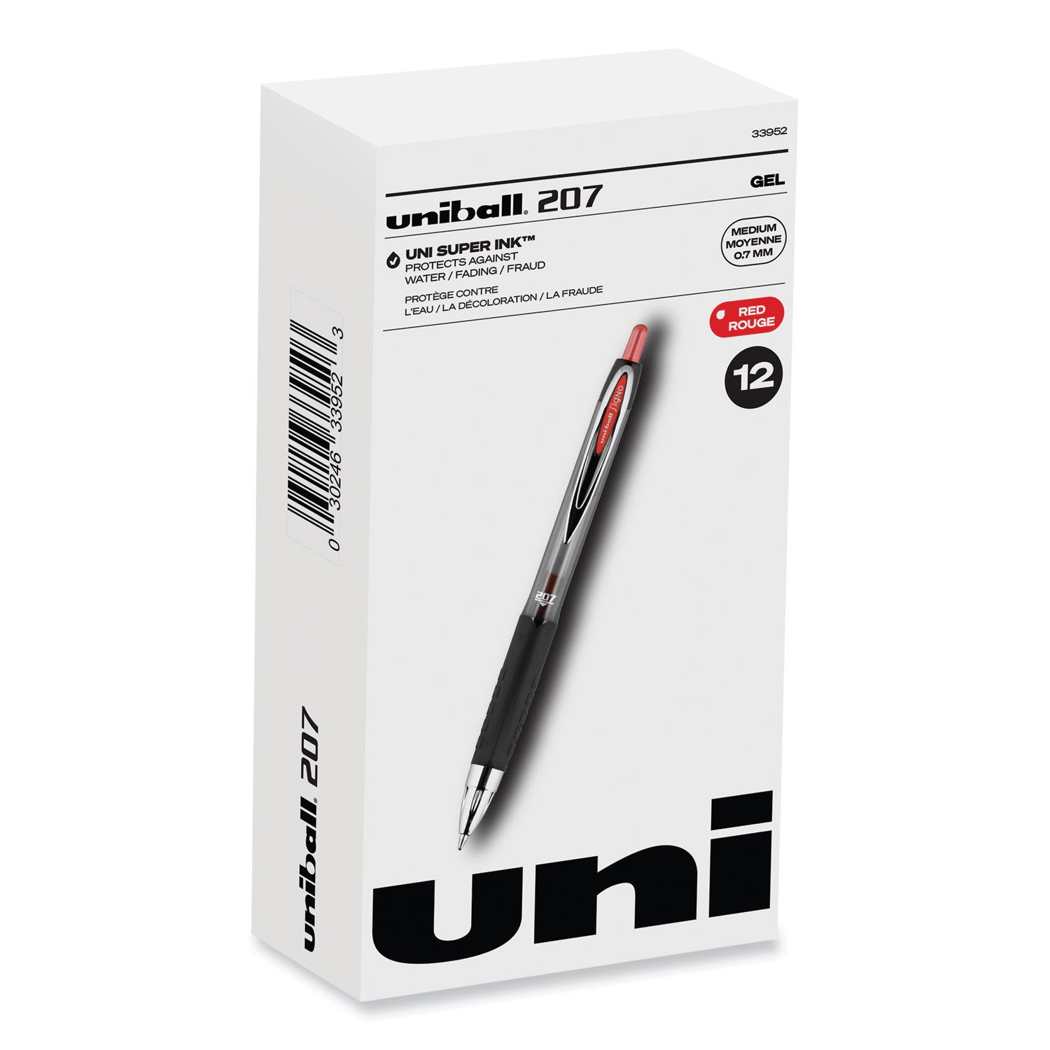 signo-207-gel-pen-retractable-medium-07-mm-red-ink-smoke-black-red-barrel-dozen_ubc33952 - 1