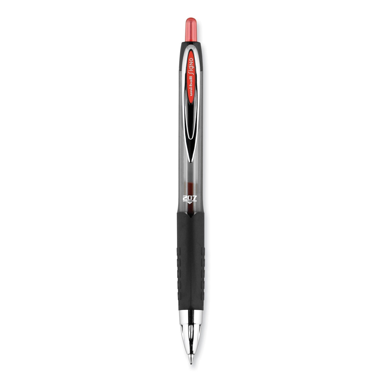 signo-207-gel-pen-retractable-medium-07-mm-red-ink-smoke-black-red-barrel-dozen_ubc33952 - 2