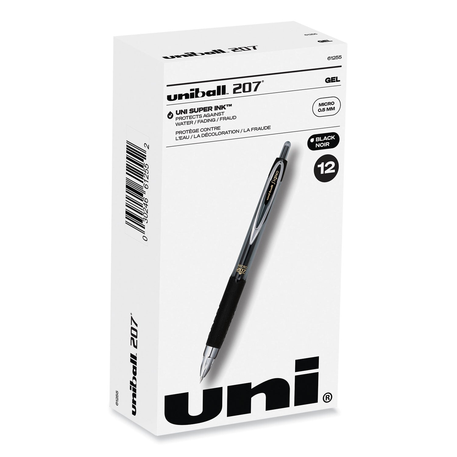 signo-207-gel-pen-retractable-fine-05-mm-black-ink-smoke-black-barrel-dozen_ubc61255 - 1