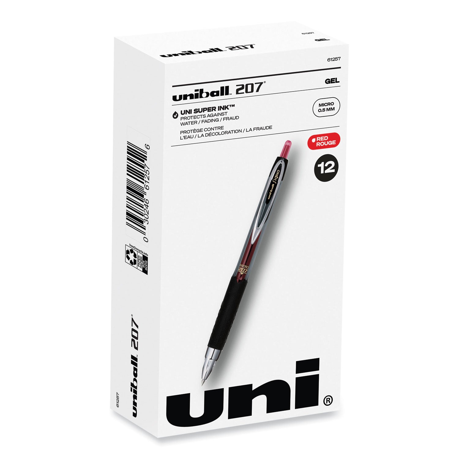 signo-207-gel-pen-retractable-fine-05-mm-red-ink-smoke-black-red-barrel-dozen_ubc61257 - 1