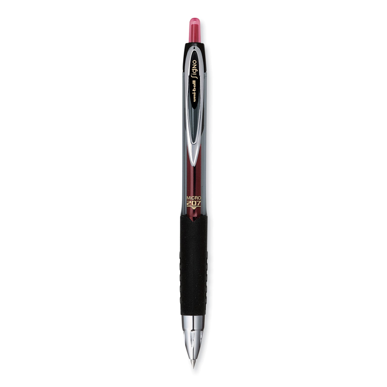 signo-207-gel-pen-retractable-fine-05-mm-red-ink-smoke-black-red-barrel-dozen_ubc61257 - 2