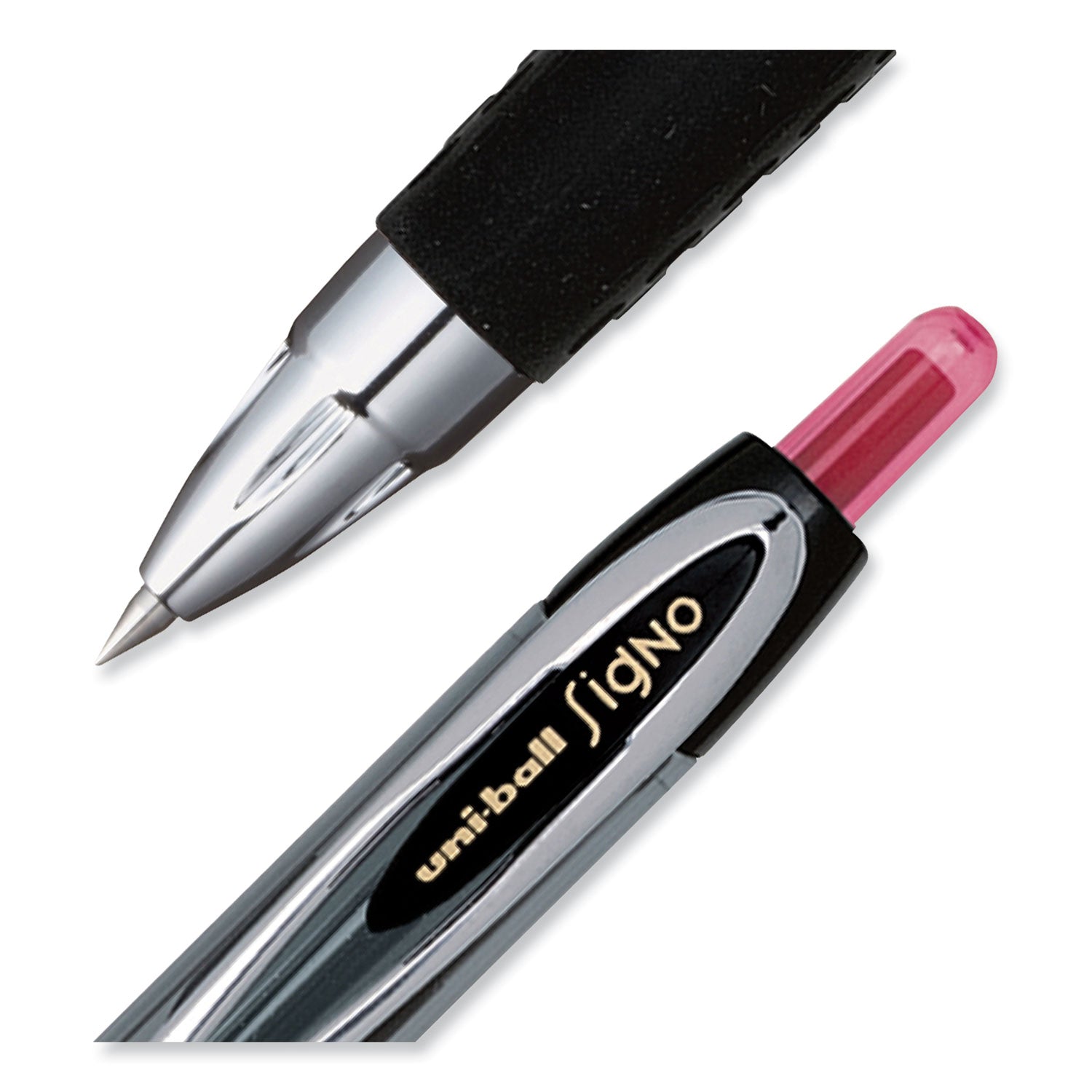 signo-207-gel-pen-retractable-fine-05-mm-red-ink-smoke-black-red-barrel-dozen_ubc61257 - 5