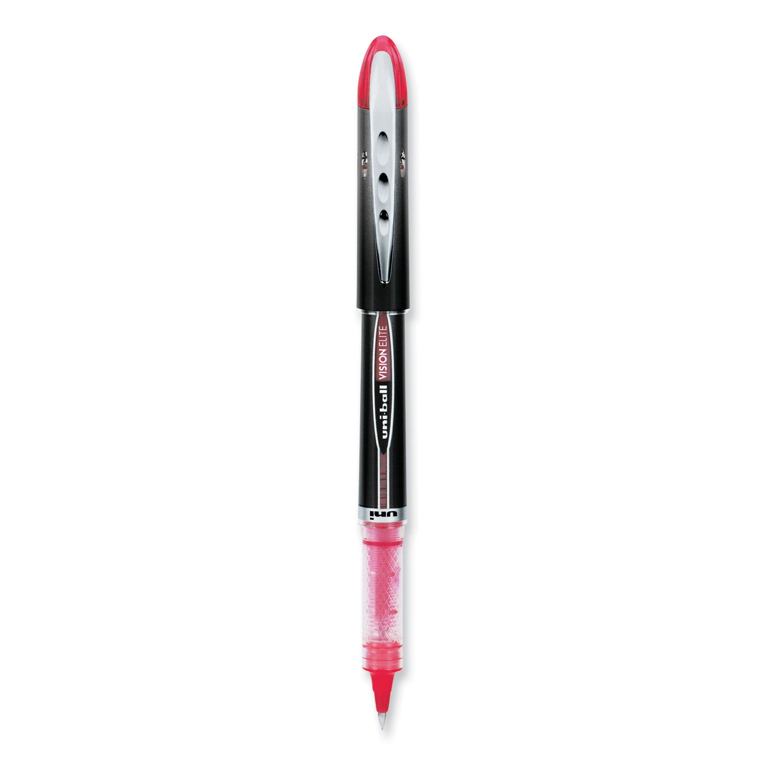 vision-elite-hybrid-gel-pen-stick-extra-fine-05-mm-red-ink-black-red-clear-barrel_ubc69022 - 2