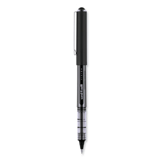 VISION Roller Ball Pen, Stick, Bold 1 mm, Black Ink, Gray/Black/Clear Barrel, Dozen