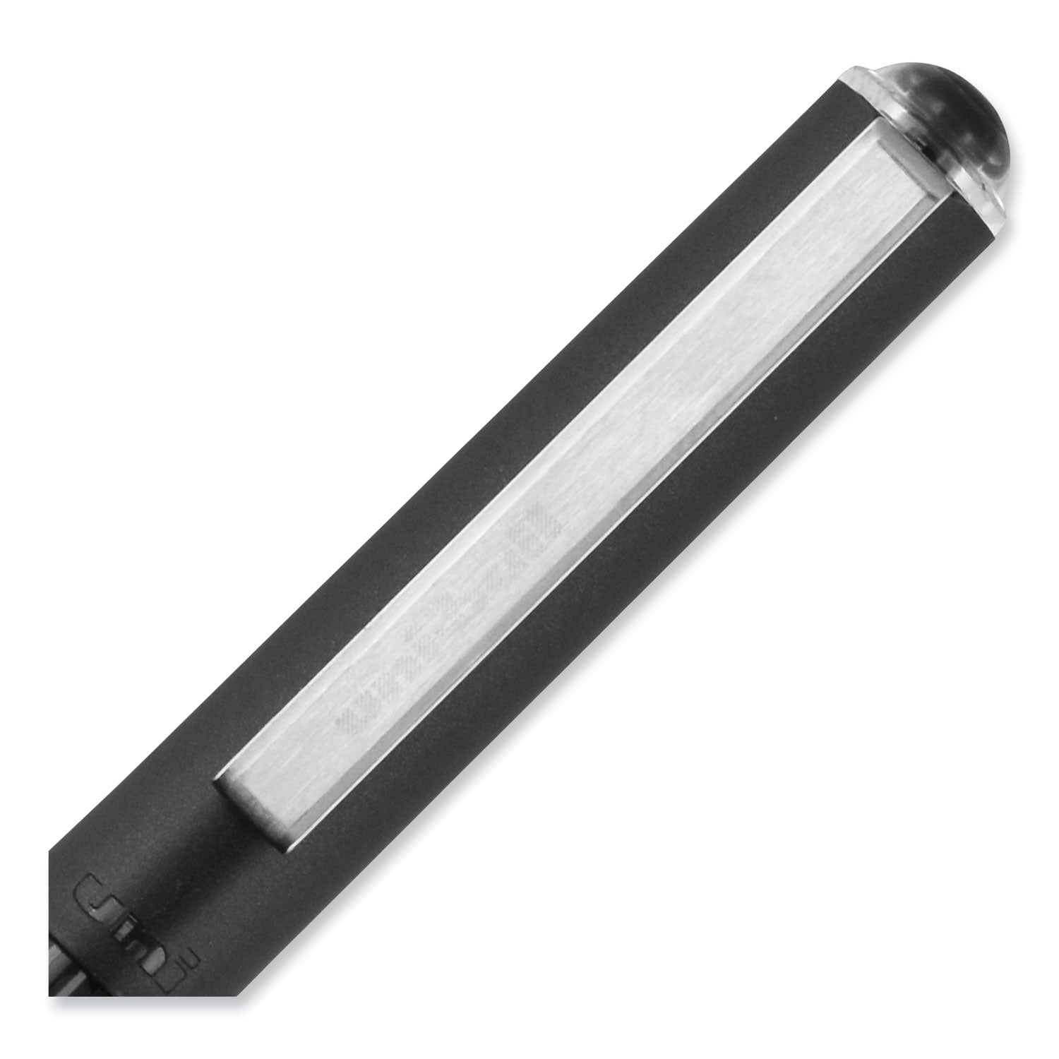 VISION Roller Ball Pen, Stick, Bold 1 mm, Black Ink, Gray/Black/Clear Barrel, Dozen