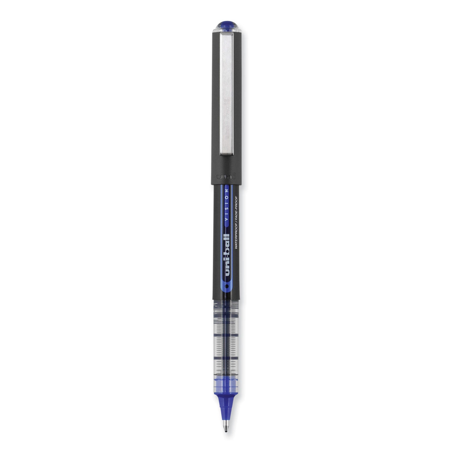 vision-roller-ball-pen-stick-bold-1-mm-blue-ink-black-blue-clear-barrel-dozen_ubc70129 - 2