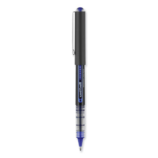 VISION Roller Ball Pen, Stick, Bold 1 mm, Blue Ink, Black/Blue/Clear Barrel, Dozen