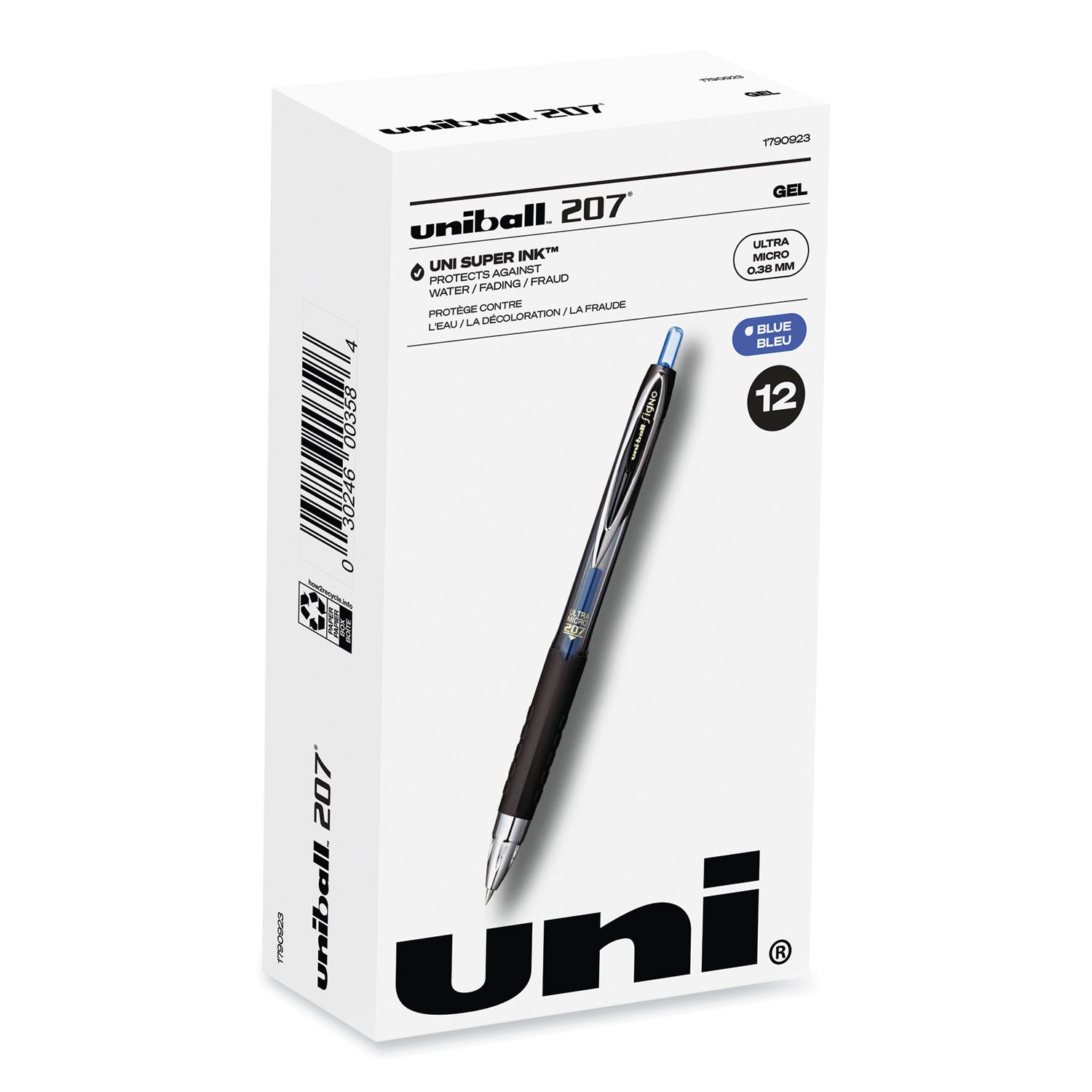 207-signo-gel-ultra-micro-gel-pen-retractable-extra-fine-038-mm-blue-ink-clear-black-barrel_ubc1790923 - 1