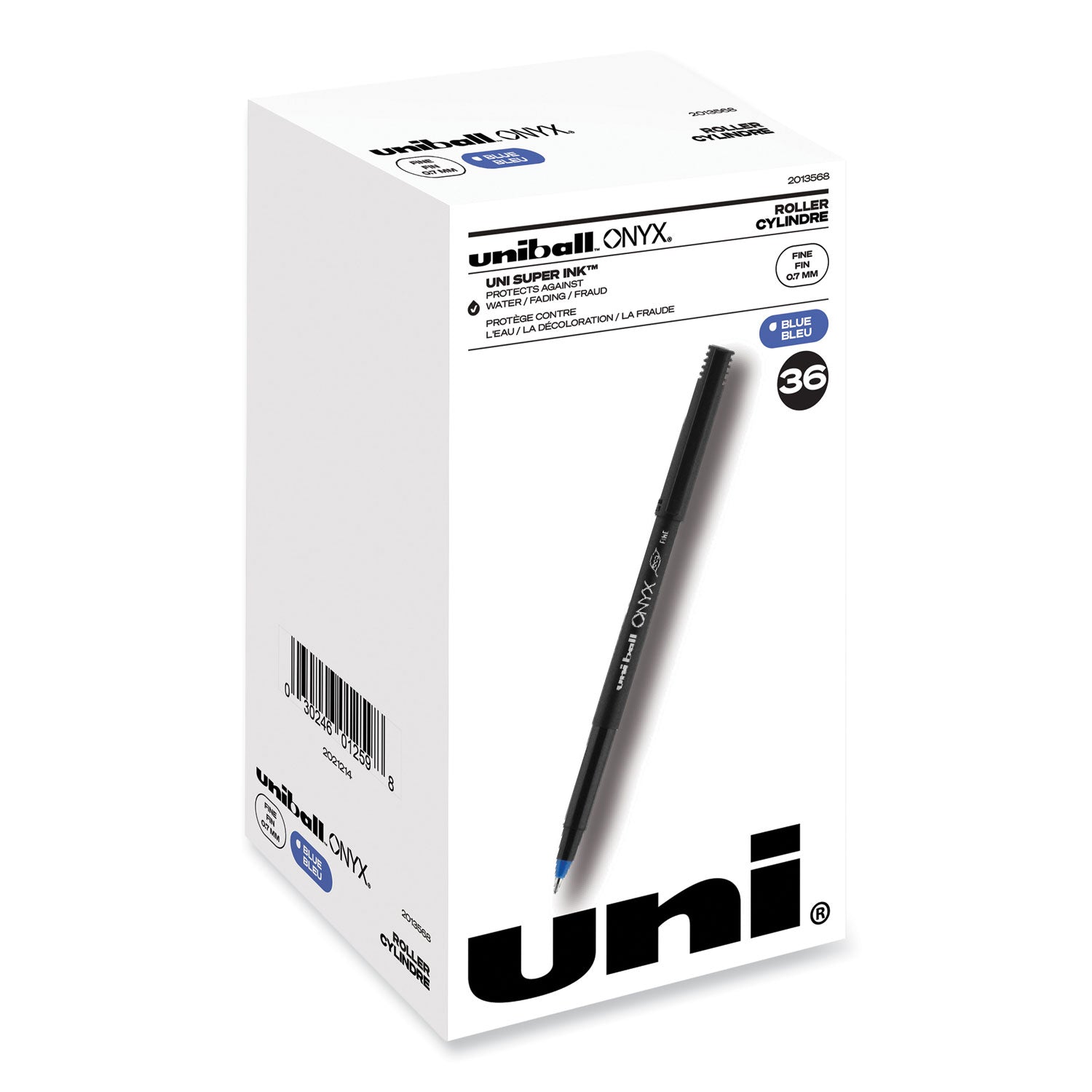 onyx-roller-ball-pen-stick-fine-07-mm-blue-ink-black-blue-barrel-72-pack_ubc2013568 - 2