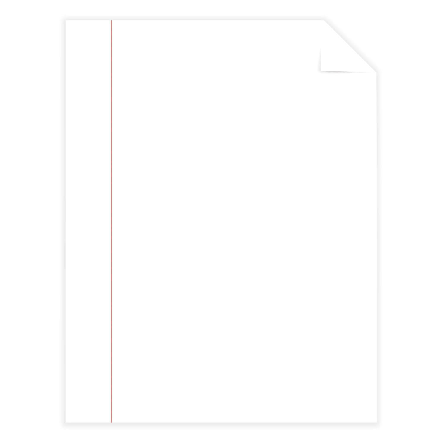 25% Cotton Business Paper, Red Margin Rule, 95 Bright, 20 lb Bond Weight, 8.5 x 11, White, 500 Sheets/Ream