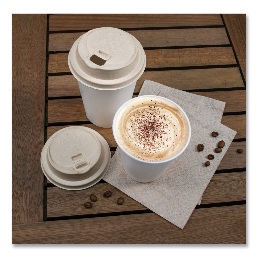 Fiber Lids for Paper Cups, ProPlanet Seal, Fits 10 oz to 24 oz Cups, Tan, 1,000/Carton