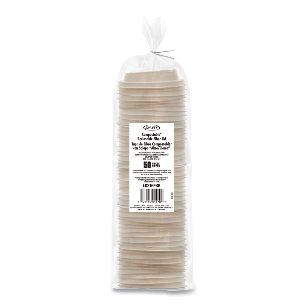 Fiber Lids for Paper Cups, ProPlanet Seal, Fits 10 oz to 24 oz Cups, Tan, 1,000/Carton