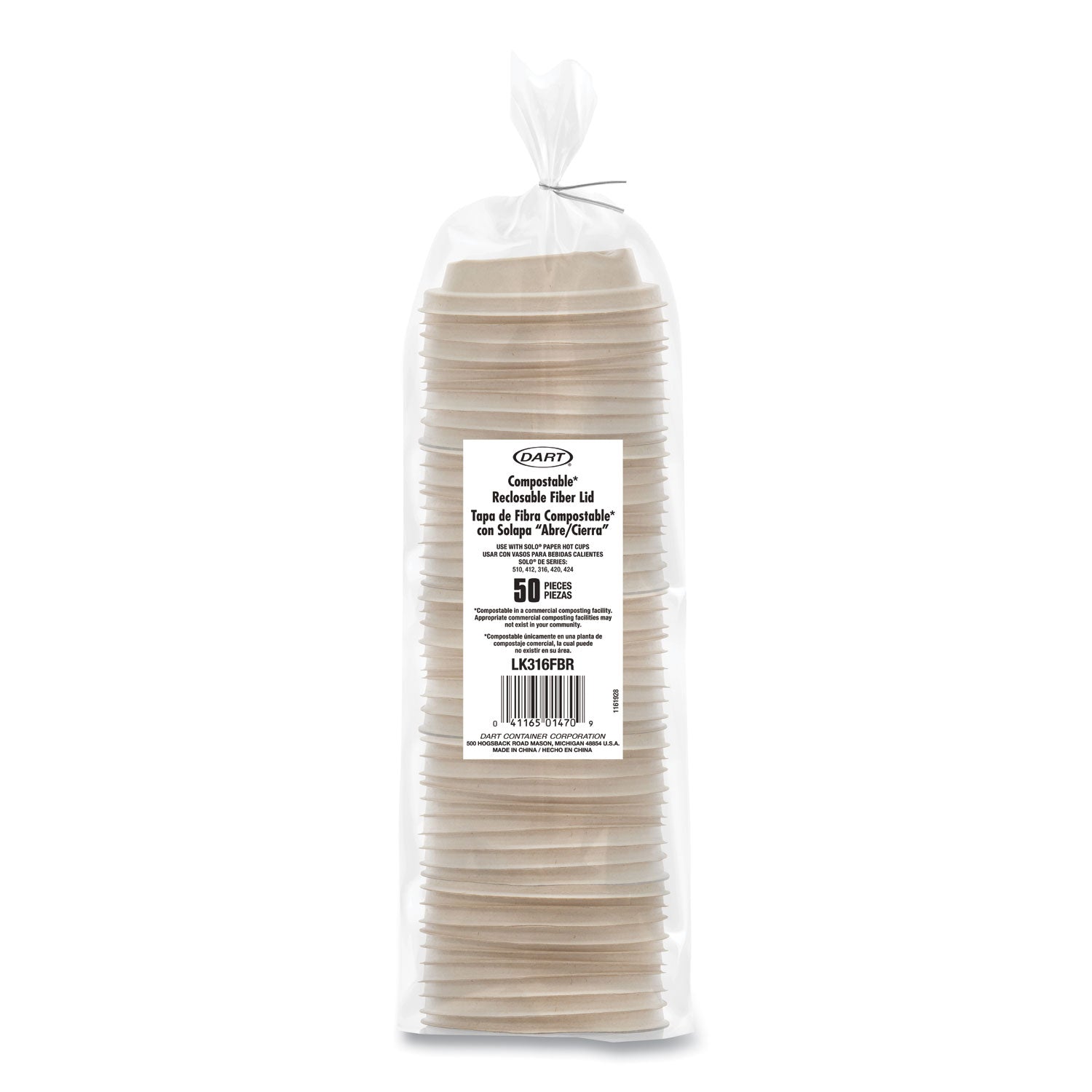 Fiber Lids for Paper Cups, ProPlanet Seal, Fits 10 oz to 24 oz Cups, Tan, 1,000/Carton
