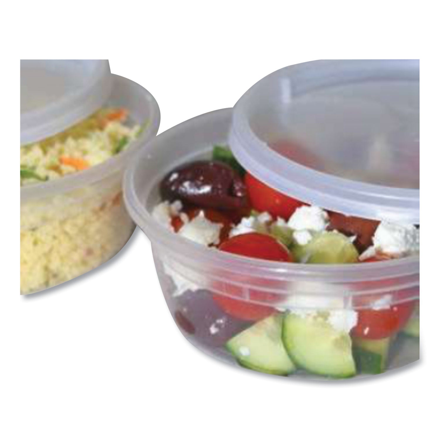 Plastic Deli Container with Lid, 8 oz, Clear, Plastic, 240/Carton - 3