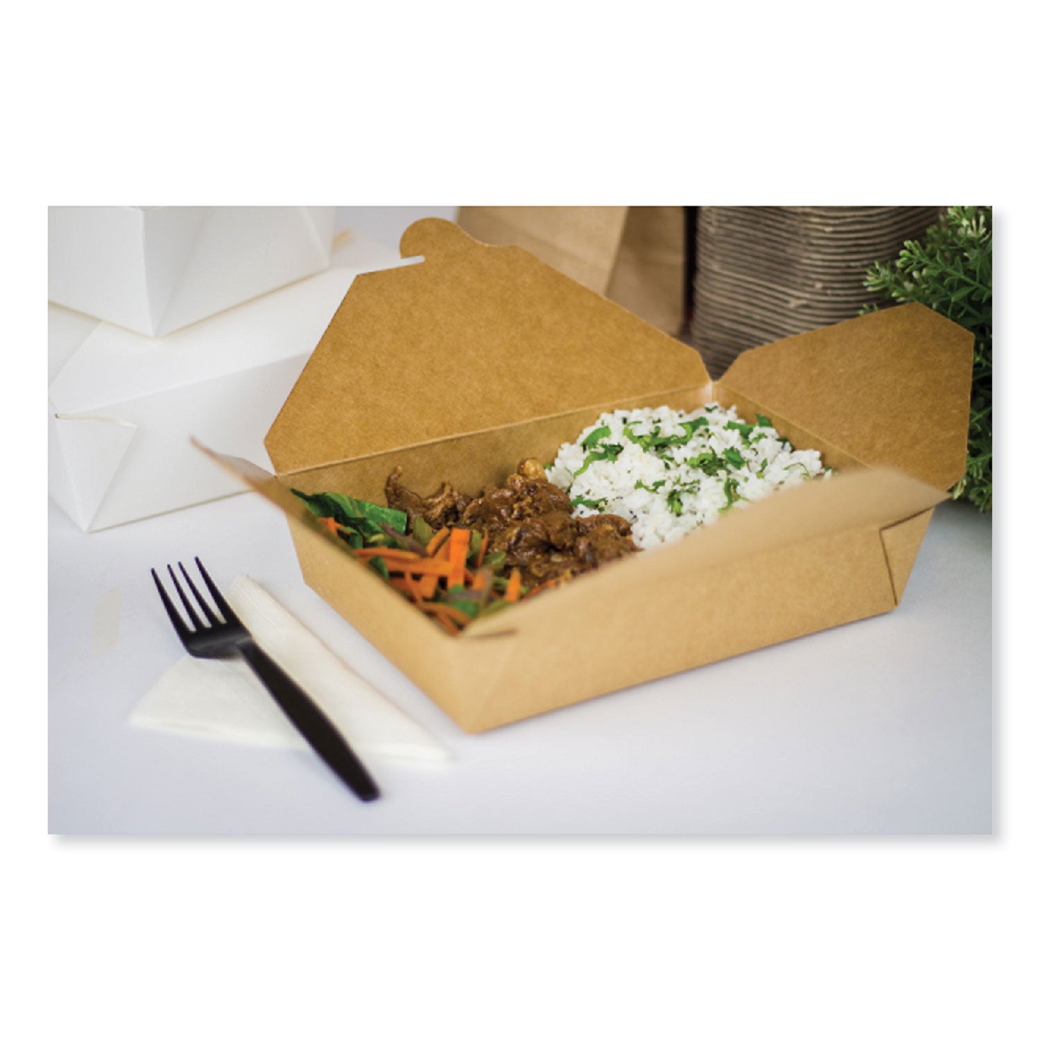 Reclosable Kraft Take-Out Box, 54 oz, Paper, 200/Carton
