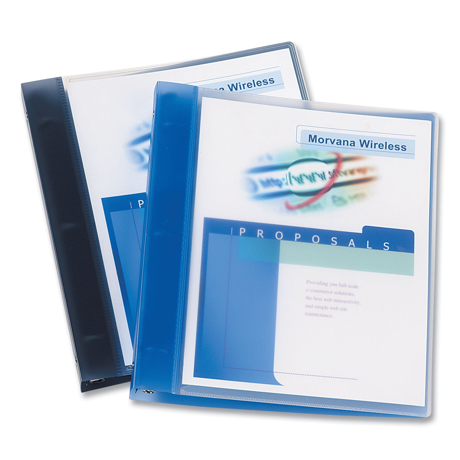 Flexible View Binder with Round Rings, 3 Rings, 1" Capacity, 11 x 8.5, Blue - 