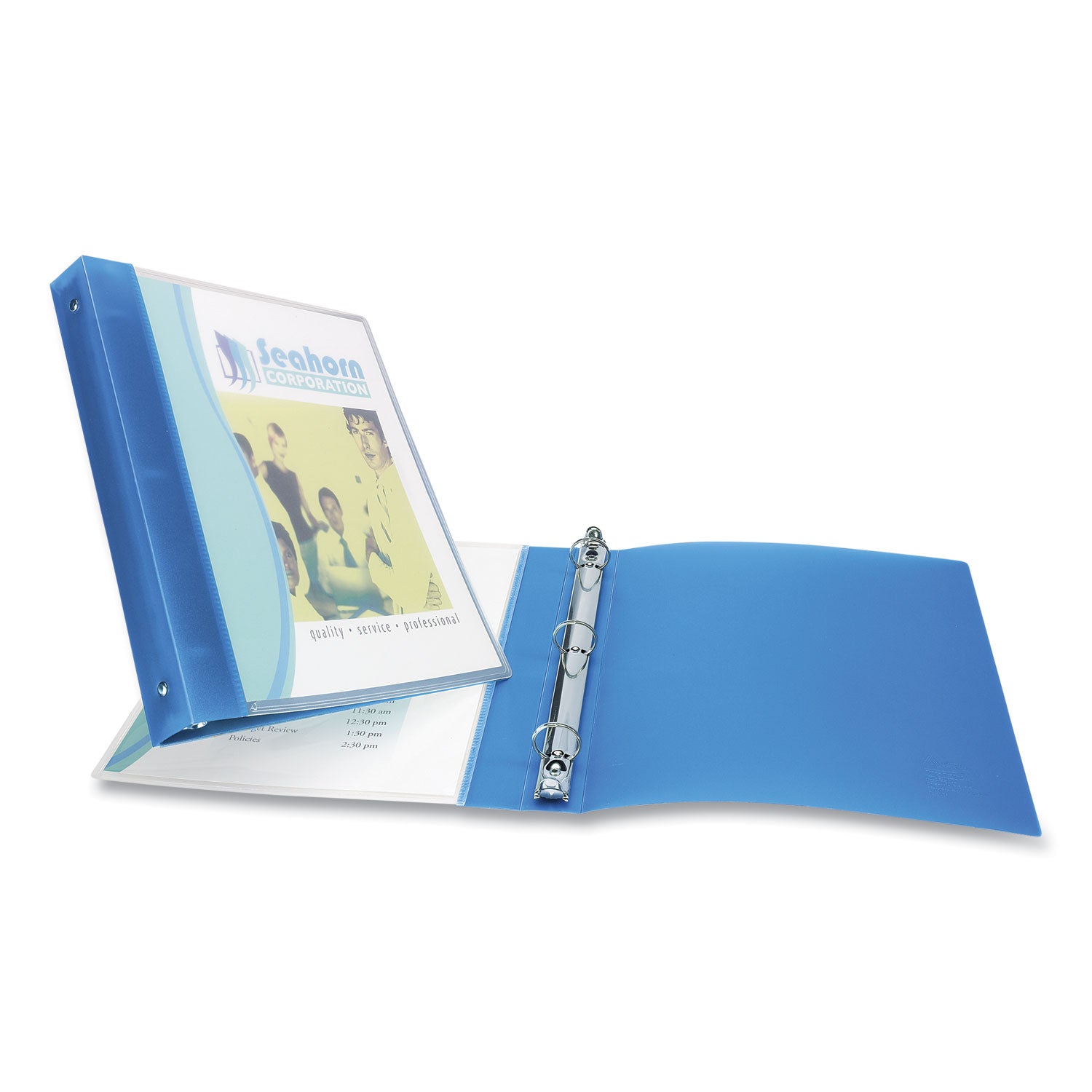 Flexible View Binder with Round Rings, 3 Rings, 0.5" Capacity, 11 x 8.5, Blue - 