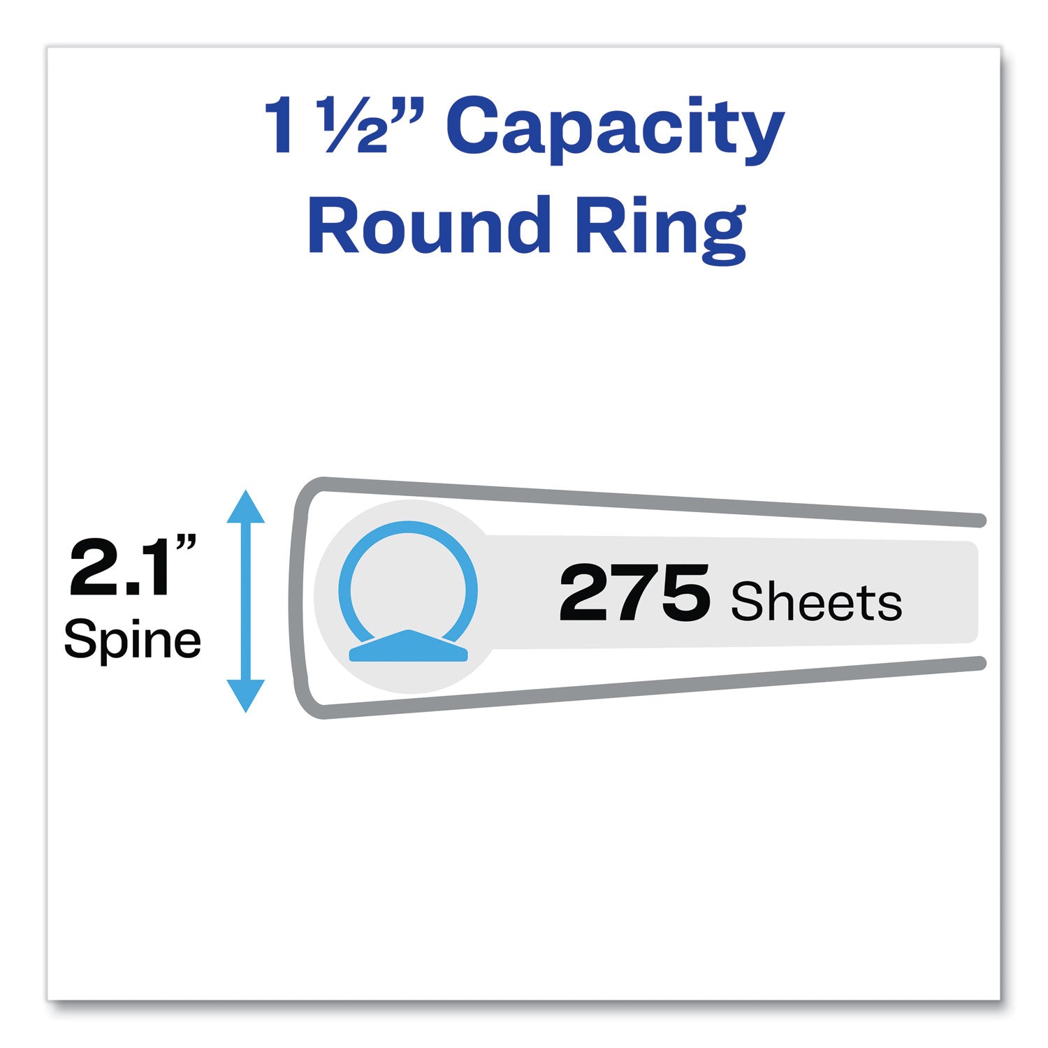 Flexi-View Binder with Round Rings, 3 Rings, 1.5" Capacity, 11 x 8.5, Navy Blue