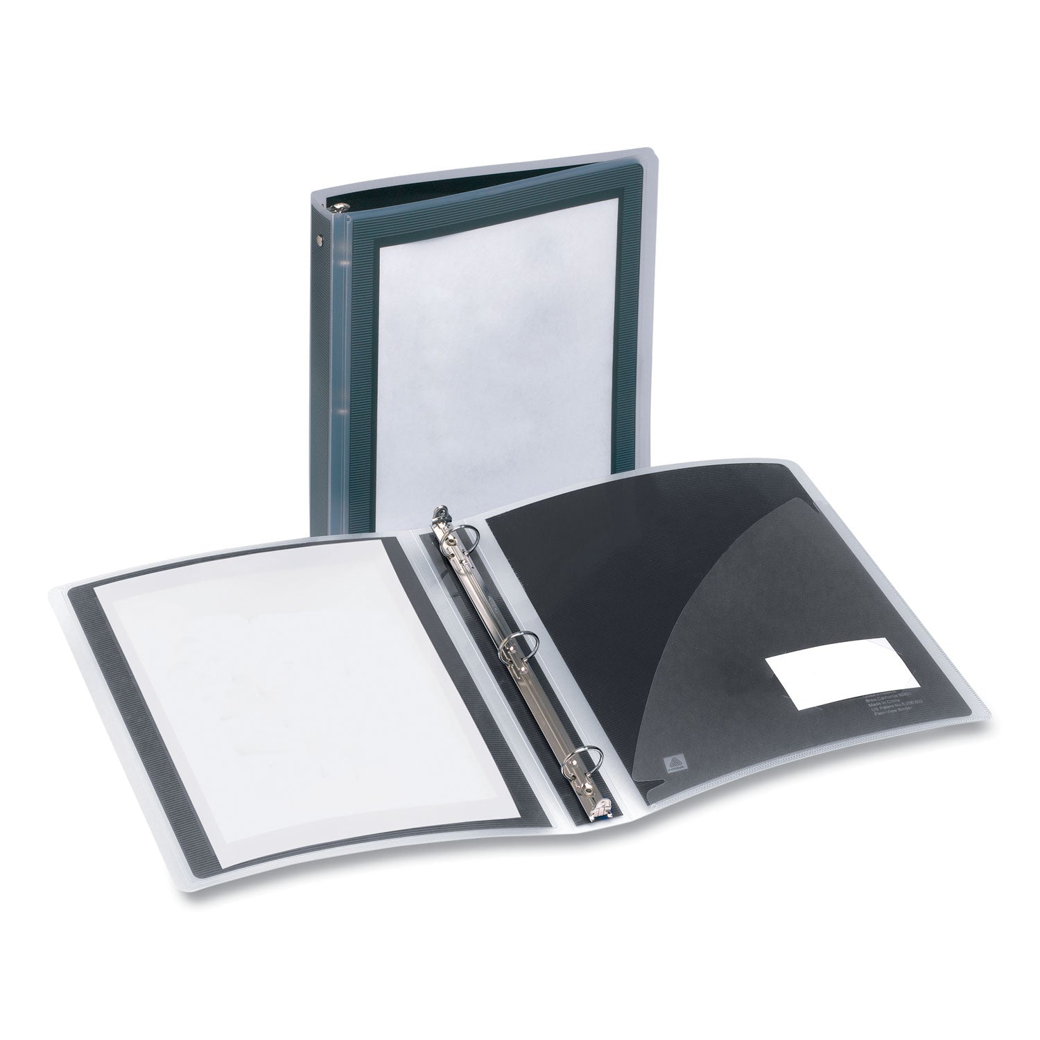 Flexi-View Binder with Round Rings, 3 Rings, 1.5" Capacity, 11 x 8.5, Black - 