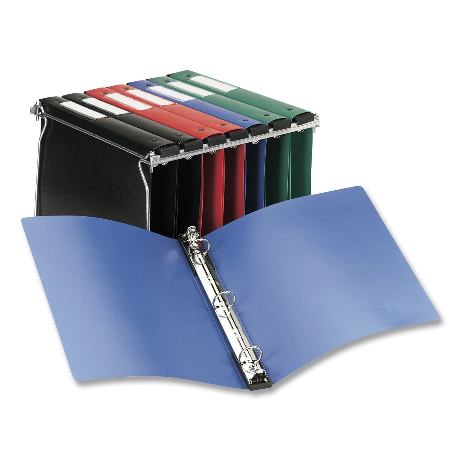 Hanging Storage Flexible Non-View Binder with Round Rings, 3 Rings, 1" Capacity, 11 x 8.5, Blue - 