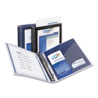 Flexi-View Binder with Round Rings, 3 Rings, 1" Capacity, 11 x 8.5, Navy Blue