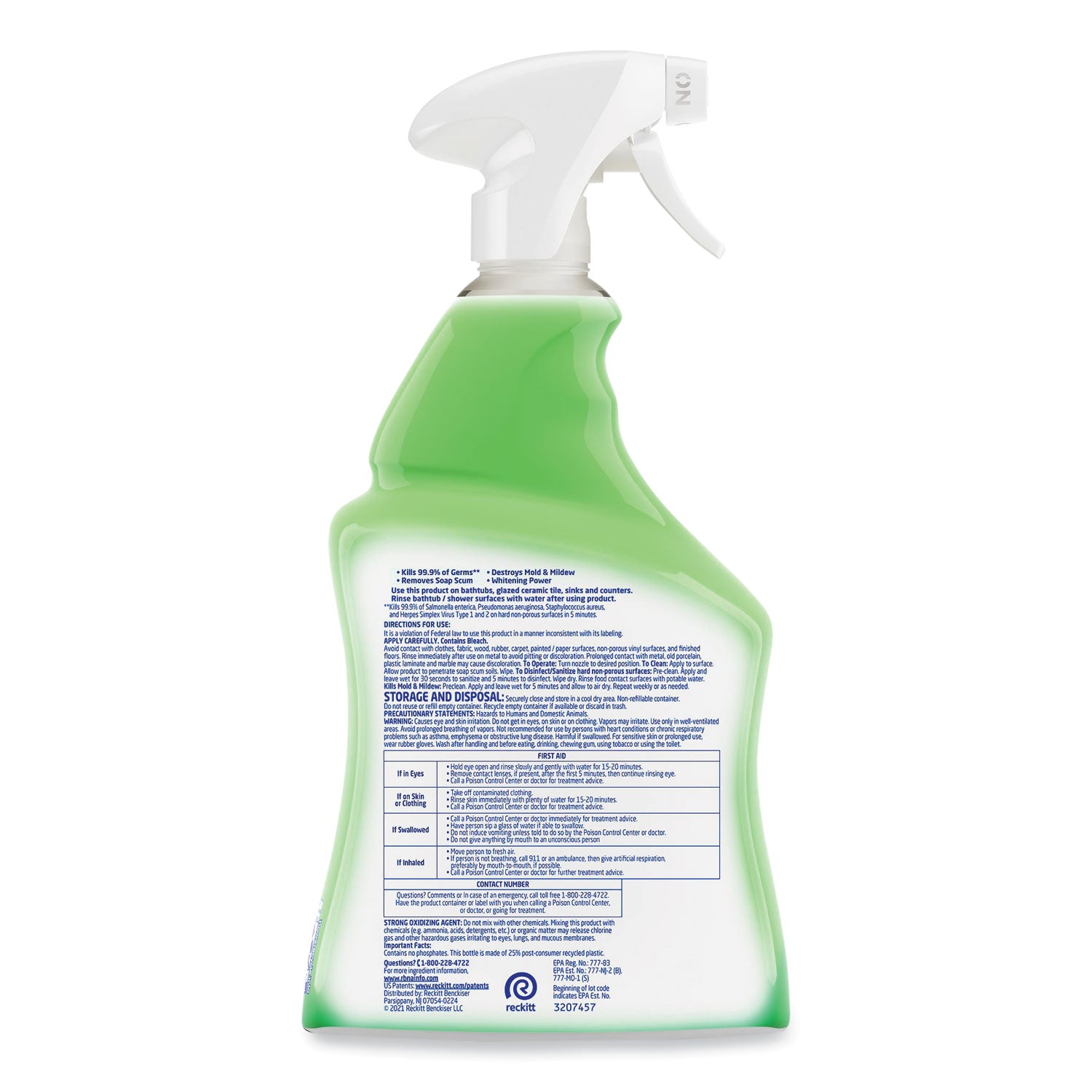 Multi-Purpose Cleaner with Bleach, 32 oz Spray Bottle, 12/Carton - 