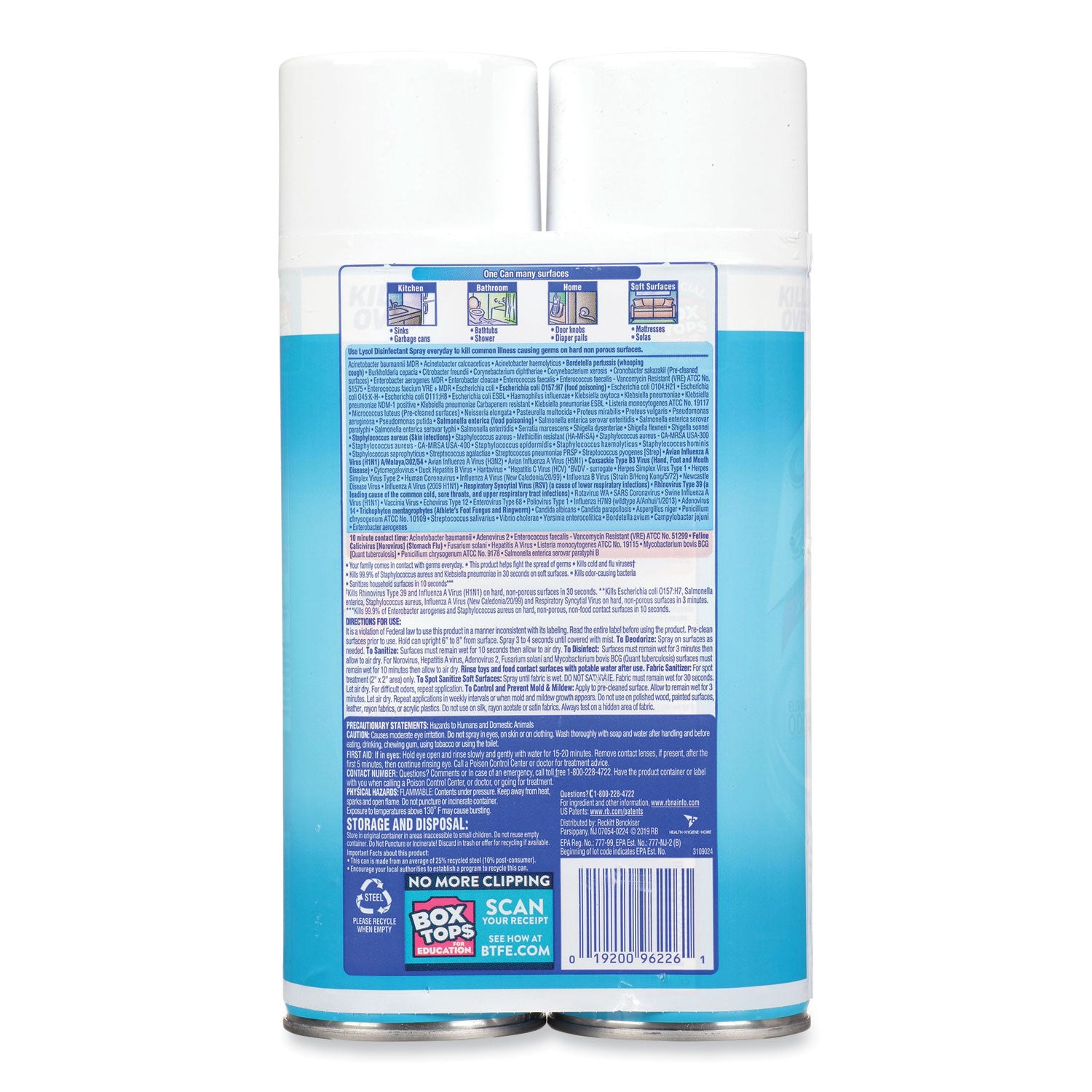 Disinfectant Spray, Crisp Linen, 19 oz Aerosol Spray, 2/Pack, 4 Packs/Carton