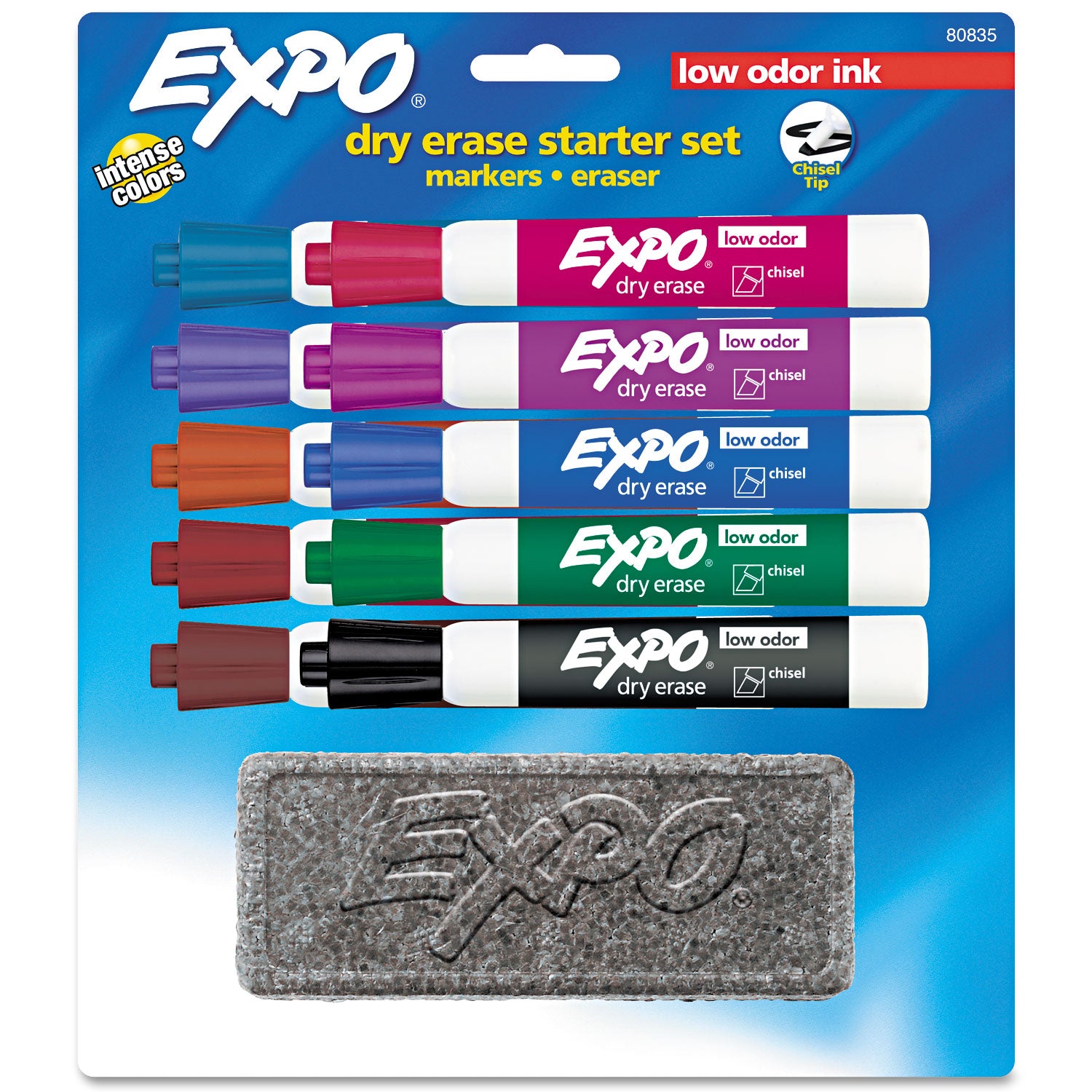 low-odor-dry-erase-10-color-marker-and-eraser-set-broad-chisel-tip-assorted-colors-10-set_san80835 - 1